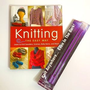 Book Bundle |Knitting The Easy Way Pair of Lighted Knitting Sticks Knit Anywhere